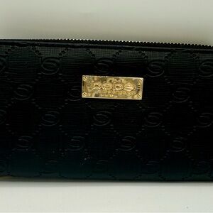 Bebe Black Wallet with Gold Logo